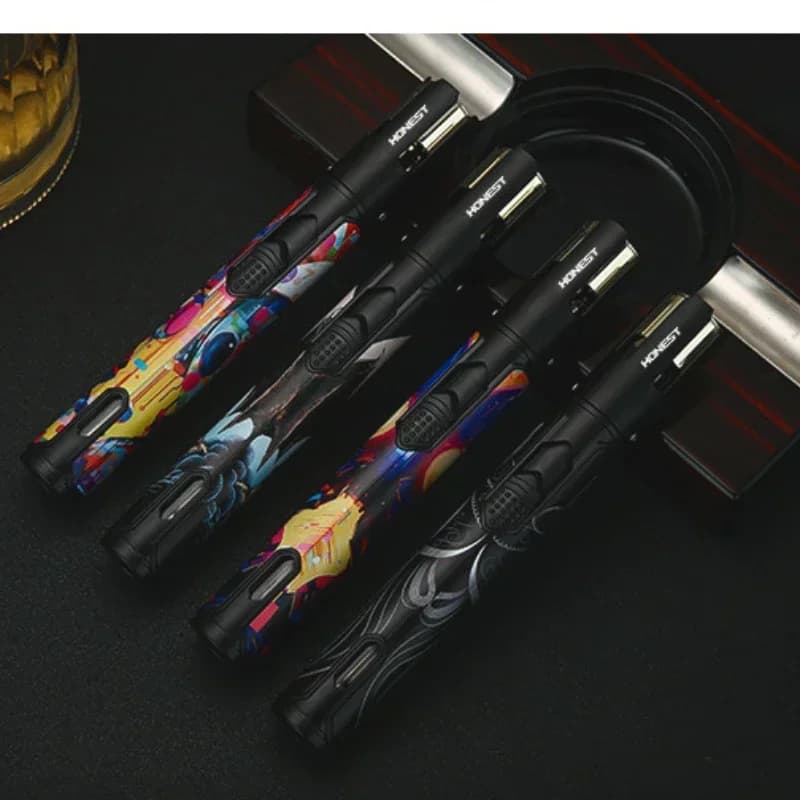 2025 New Style HONEST Lighters Windproof Pink Flame Graffiti Lighter BBQ Baking Lighter Cigar Accessories Smoking Gift Gadgets - image 6