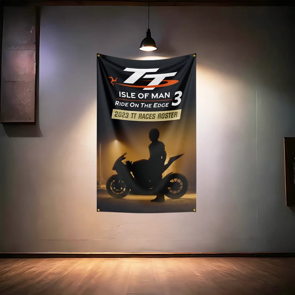 TT Isle Of Mans Racing Fans Flag 3x5ft 90x150cm For Moto Road Race Garage Decor Banner - image 6