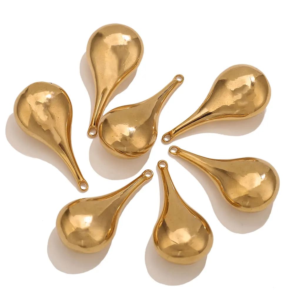 2PCS Gold Plated Teardrop Pendants Stainless Steel Charms for DIY Simple Necklace Earring Jewelry Making Wholesale Supplies