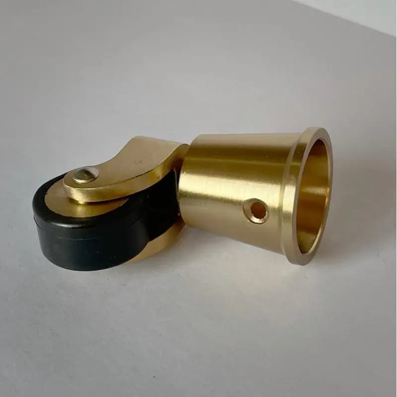 4PCS Solid Brass Swivel Casters - Round Cup Mount Rubber Wheel with Floor Protection for Furniture/Dining Carts - image 5