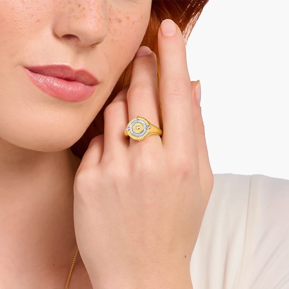 Gold Pated Signet Ring Sun Trendy Fine Jewerly For Women Men Autumn Bohemia Gift In 925 Sterling Silver - image 5