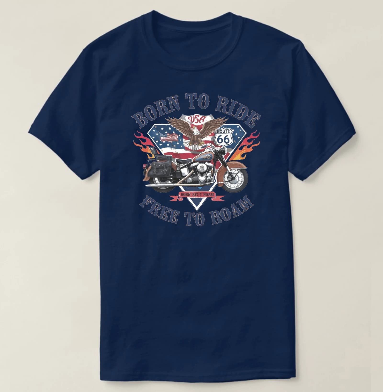 Classic Iconic Route 66 Emblem Eagle Motorcycle T-Shirt 100% Cotton O-Neck Short Sleeve Summer Casual Mens T-shirt Streetwear - image 4