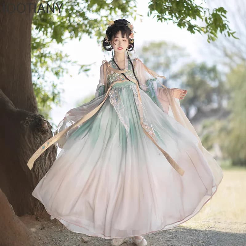 Embroidered Hanfu Dress Tang Dynasty Retro Hanfu Role Playing Costume Gradient Hanfu Carnival Party Stage Performance Dress 2025 - image 3