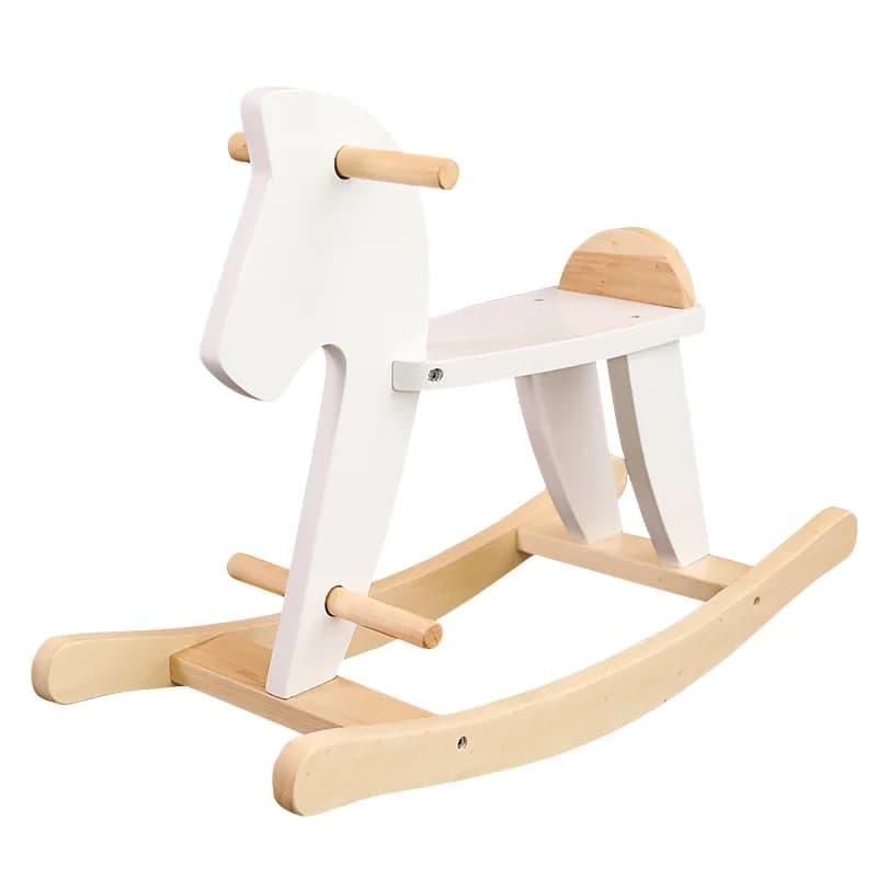 LazyChild Children's Rocking Horse Safety Rocking Horse Nordic Style Pure Wooden Horse for Baby Toy Birthday Gift - image 6