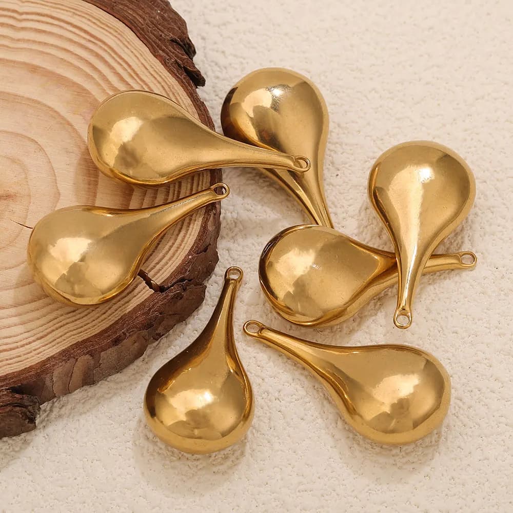 2PCS Gold Plated Teardrop Pendants Stainless Steel Charms for DIY Simple Necklace Earring Jewelry Making Wholesale Supplies - image 5