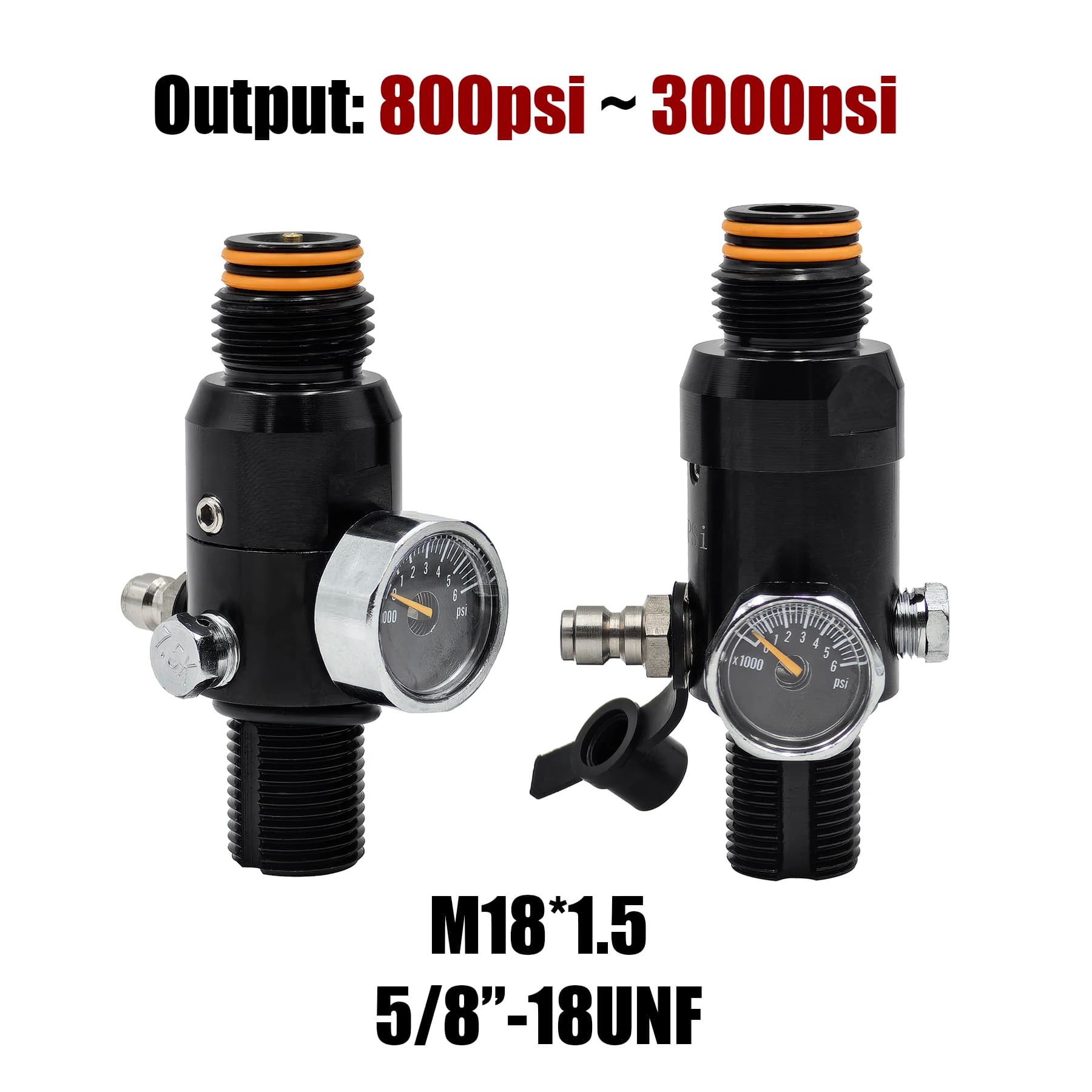 HPA Compressed Air Cylinder Bottle Regulator Constant Pressure Valve Adapter 4500psi Input, Output 800psi to 3000ps - image 4