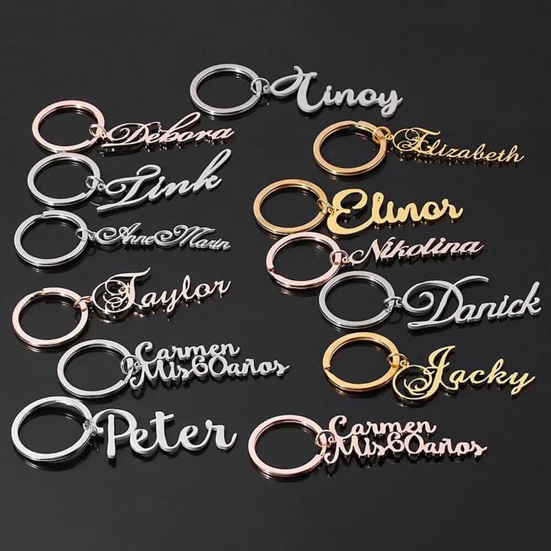 Custom Name Keychain Stainless Steel Personalized Keyring Vertical Pendant Nameplate Boyfriend Gift Family Jewelry Wholesale - image 3
