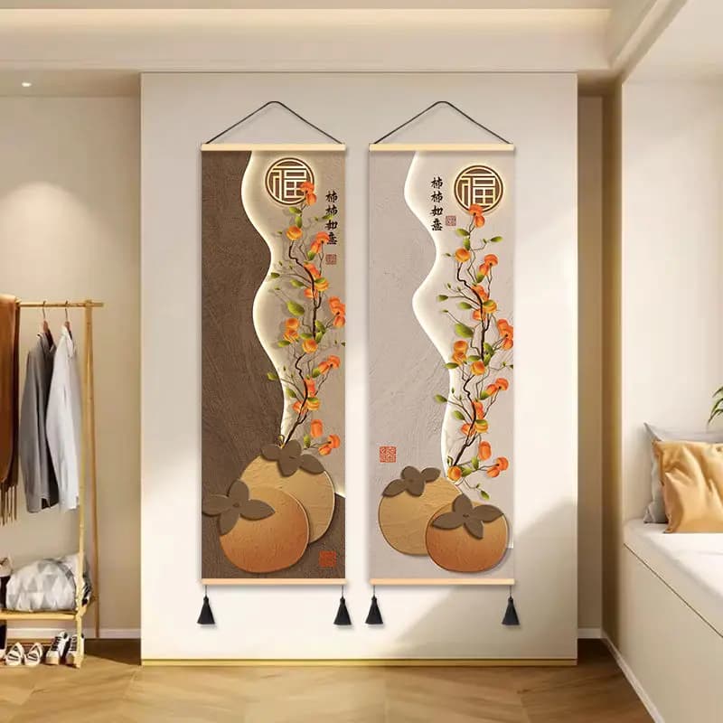 Lucky Persimmon Tapestry Wall Hanging, Modern  Scenery Art for Bedroom Living Room Boutique Hostel Background Home Decor​ - image 6