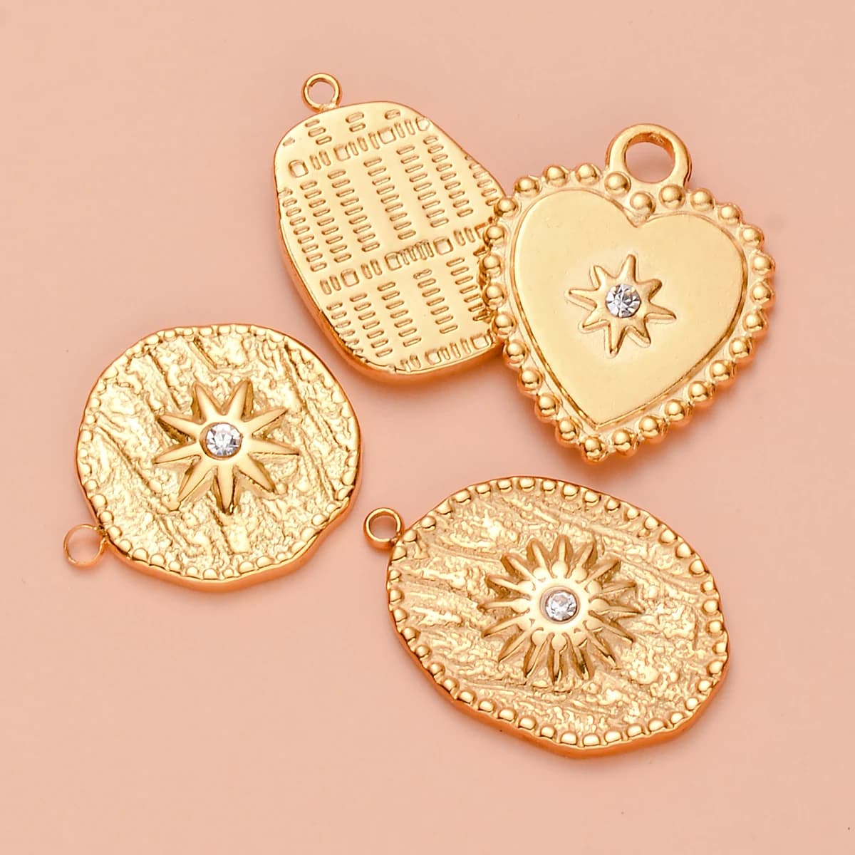 5Pcs Stainless Steel Bohemia Sun Pendants for Earrings Gold Heart Round Oval Charms DIY Necklace Earrings Jewelry Findings - image 6