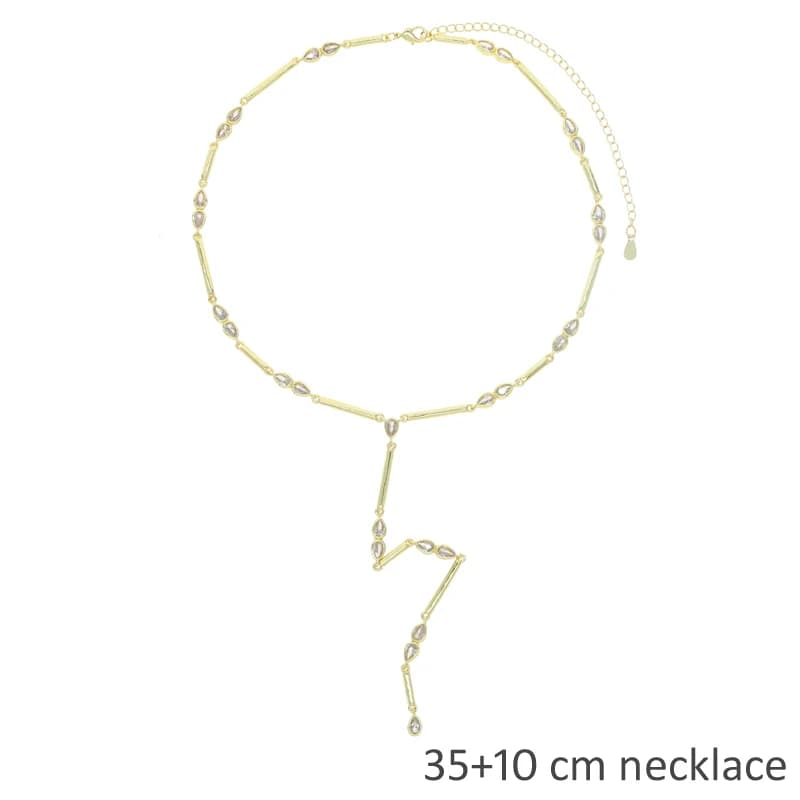 Wholesale Gold Color Plain Geometric Various Shaped Bezel CZ Plain Bar Charm Sexy Y Shaped Fashion Women Necklace Jewelry - image 4