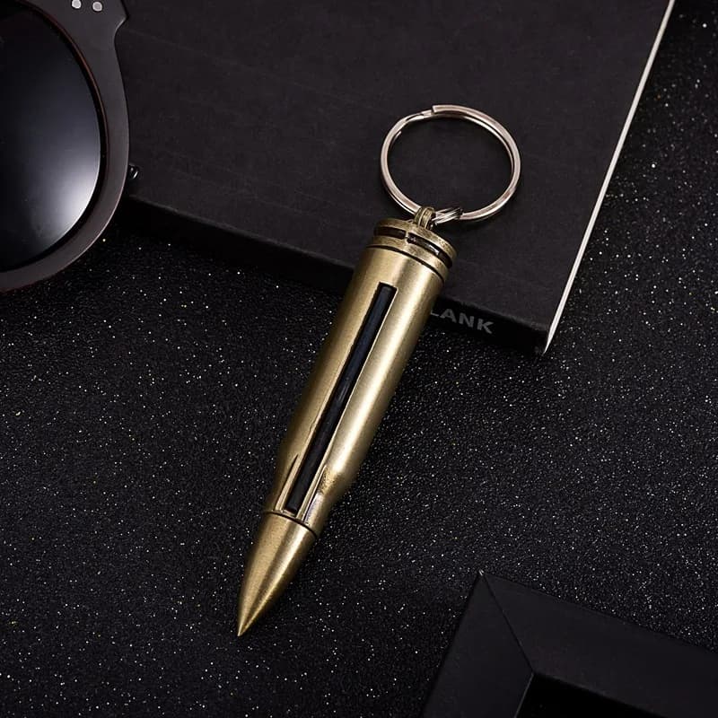 Mini portable creative bullet shaped hot selling metal matchstick with 10000 lighter multifunctional keychain combustion lighter - image 4