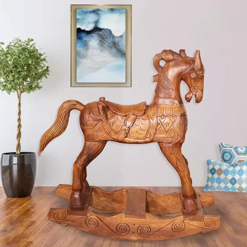 Rocking horse adults can sit on solid wood children's rocking horse baby birthday gift for the first birthday of the baby - image 4
