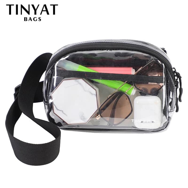 TINYAT Clear Waist Bag Women Purse Large Phone Fanny Pack Sports Travel Ladies Belt Bag Pouch Transparent PVC Banana Bum Bag - image 3
