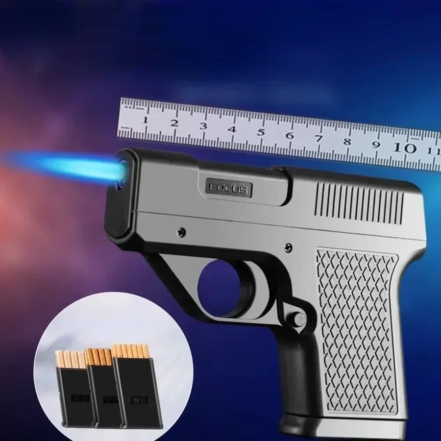 Pistol Style Lighters with 3 Cigarette Case, Jet Turb Lighter, Gas Lighter, Windproof Cigar Lighter, Gadgets for Men, 10PCs - image 3