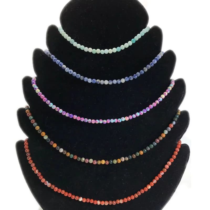 Bohemian Natural Stone 4mm Round Beads Agate quartz opal Necklaces Women Friendship Neck Jewelry Fashion Vacation Chokers - image 5