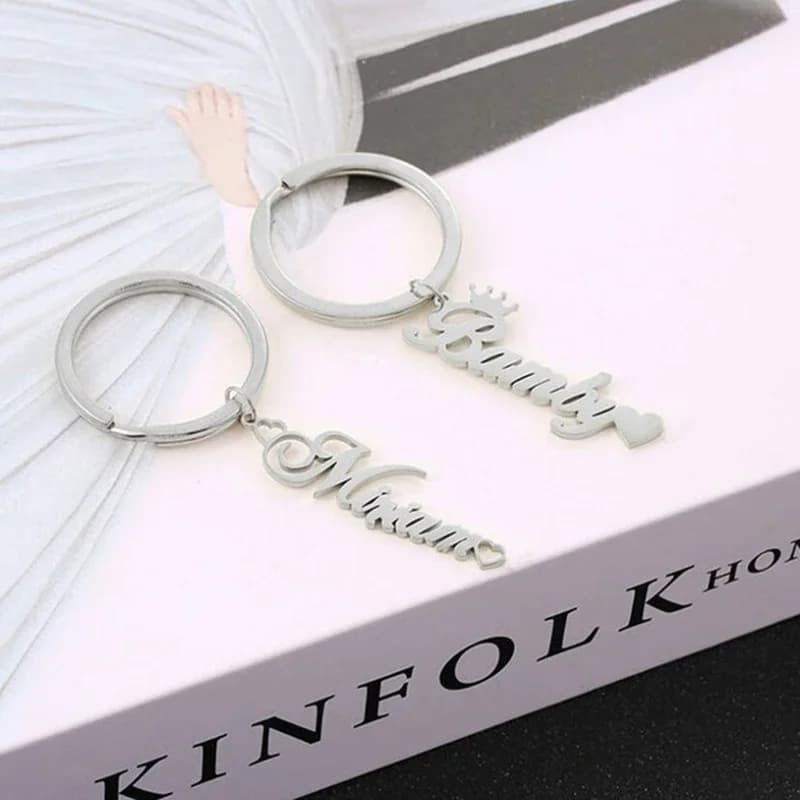 Custom Name Keychain Stainless Steel Personalized Keyring Vertical Pendant Nameplate Boyfriend Gift Family Jewelry Wholesale - image 5