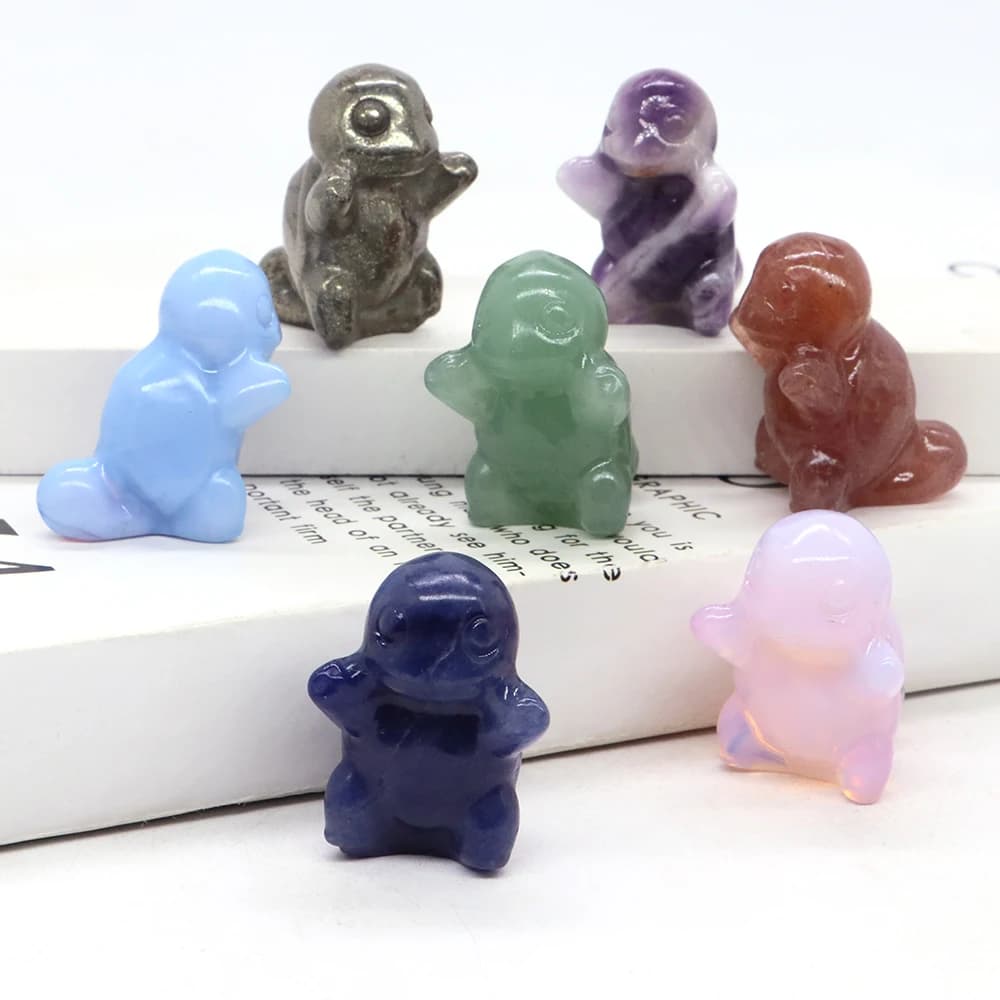 1.2" Cute Cartoon Turtle Figures Natural Stones Carved Anime Statue Healing Crystals Animals Room Ornaments Kids Christmas Gifts - image 5