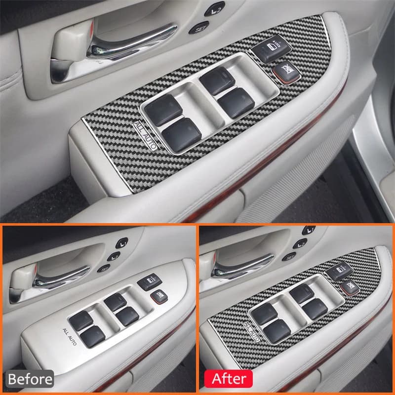 Carbon Fiber Car Power Window Lifter Switch Control Buttons Panel Trim Frame Decoration Sticker For LEXUS RX300 RX350 2004-2009 - image 3