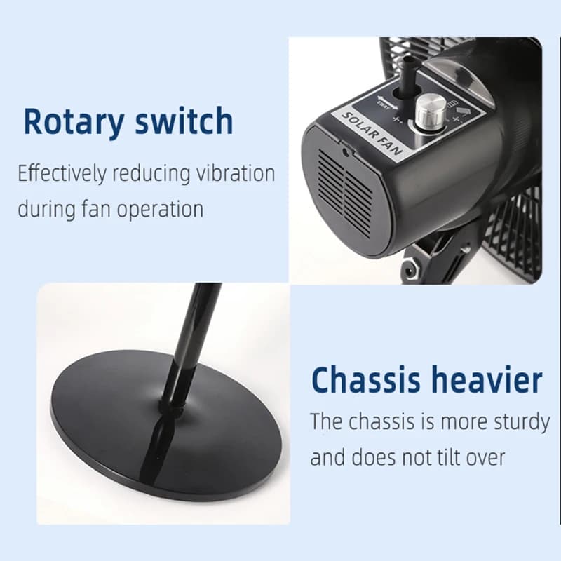 16 Inches Rechargeable 12V Fan Outdoor Solar Floor Fans Travel Portable Desktop Air Conditioner Camping High Wind pedestal fans - image 3