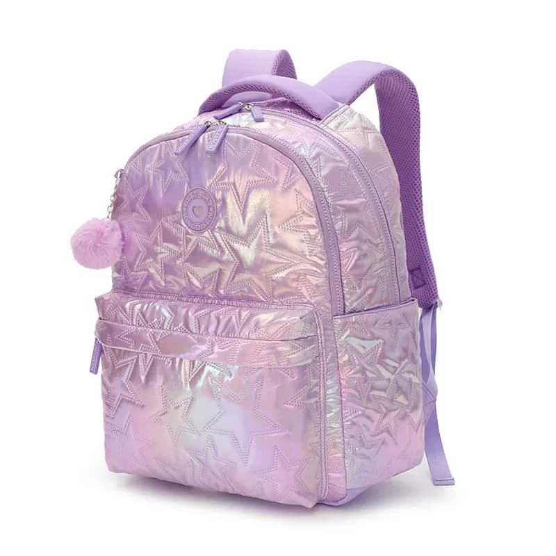 Book Bags for Little Girl Case with Fur Ball Pendant Student Backpack Cute Color Scheme Breathable Shoulder Strap Large Capacity - image 6