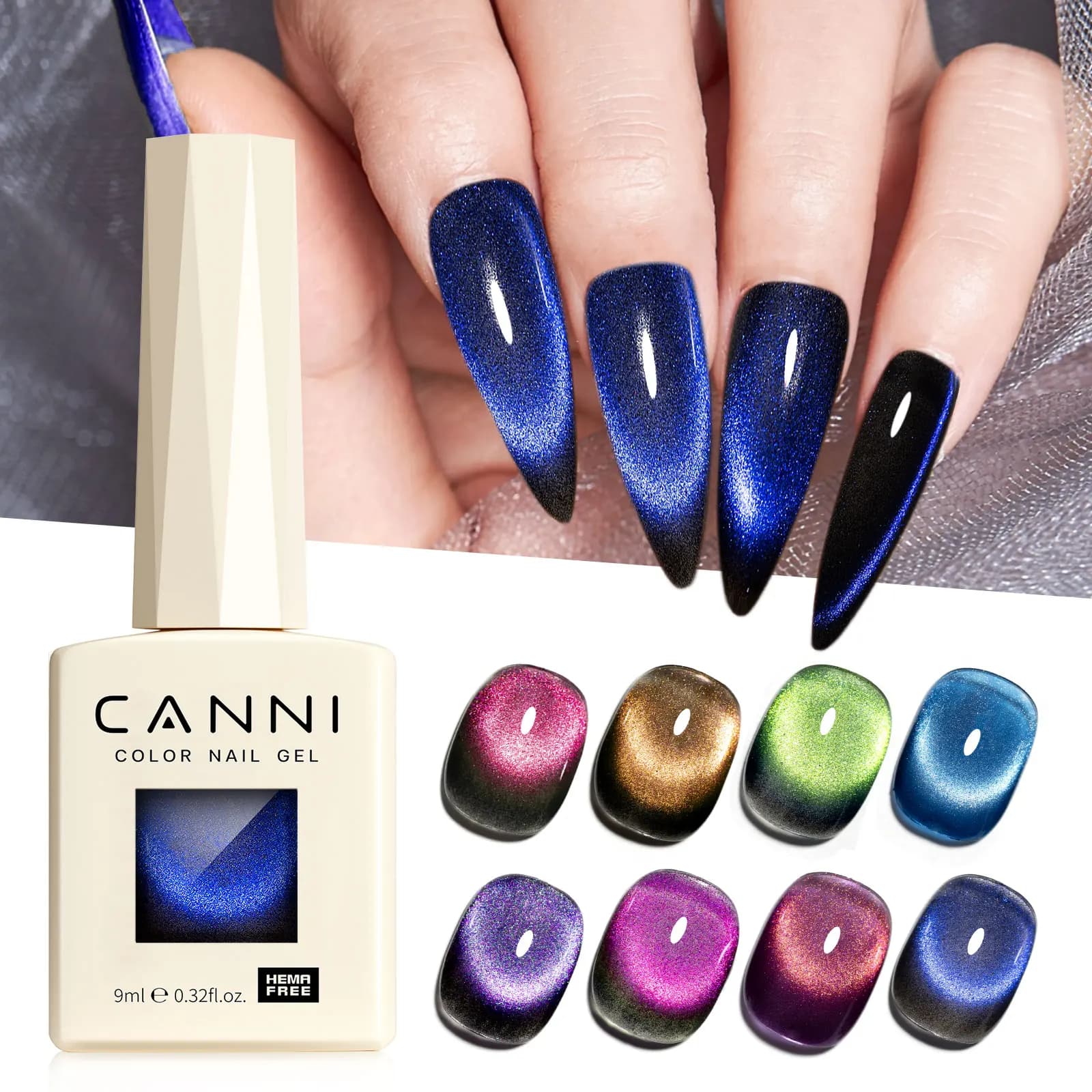 8pcs/kit 9ML CANNI Cat Eye Gel Nail Polish Kit TPO/HEMA Free Soak Off UV LED Gel Varnish Ultra Glossy Glitter Semi Permanent Gel - image 6