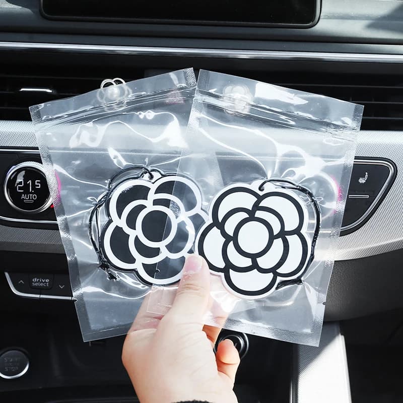 Camellia Flower Car Air Freshener Hanging Rear View Mirror Perfume Pendant Long Lasting Solid Fragrance Auto Interior Decoration - image 4