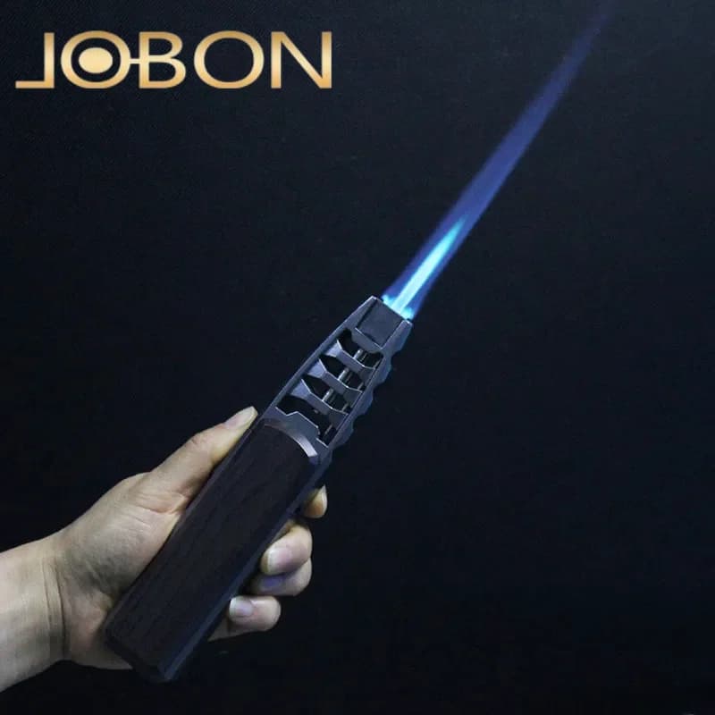 JOBON Metal Outdoor Windproof Butane Gas Torch Lighter Blue Flame Ignites 360 ° Use Cigar Kitchen Barbecue Tools Jewelry Welding