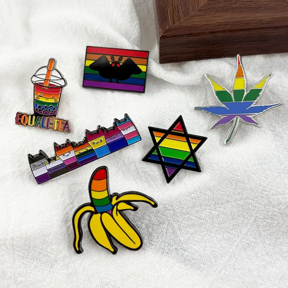 LGBTQ+ Pride Rainbow Flag Cartoon Enamel Pin Fun Animal Cat Dinosaur Frog Brooch Backpack Hat Accessory Creative Gift - image 4