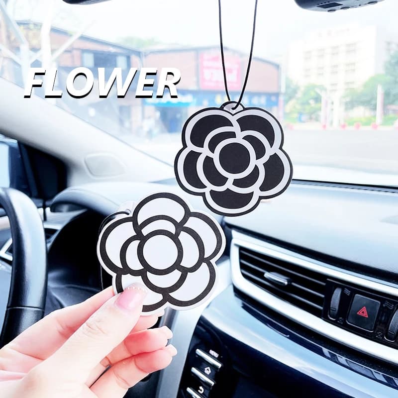 Camellia Flower Car Air Freshener Hanging Rear View Mirror Perfume Pendant Long Lasting Solid Fragrance Auto Interior Decoration - image 3