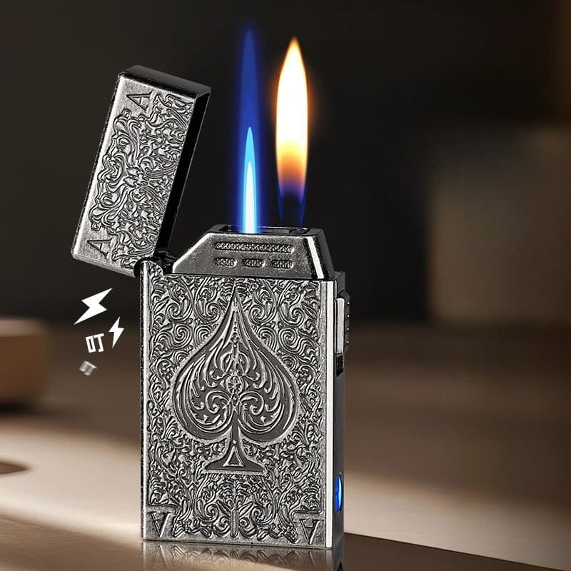 Intelligent Induction Steel Sound Dual Fire Conversion Lighter Windproof Direct Spray Inflatable Lighter High-end Men's Gift - image 3