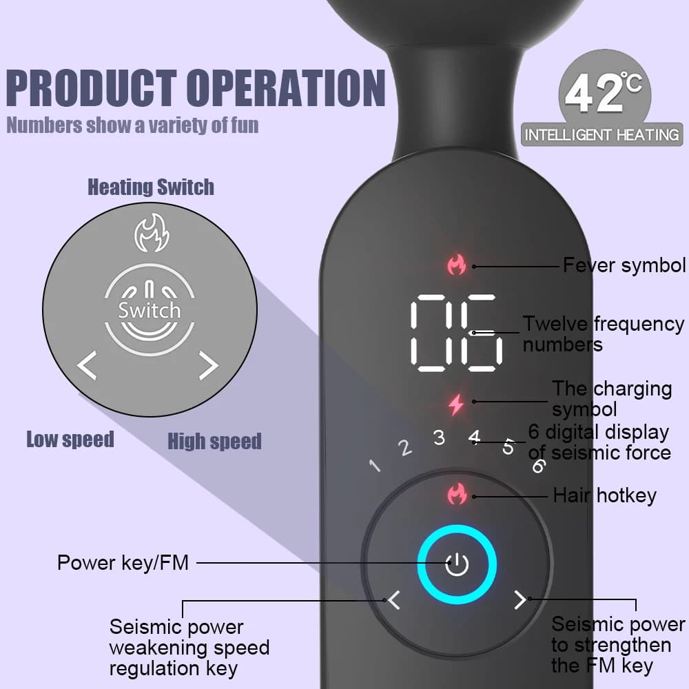 AV Magic Wand Digital Display Heated Powerful Vibrator Women's Nipple Clitoral Stimulator Massager Female Masturbation Sex Toy - image 5