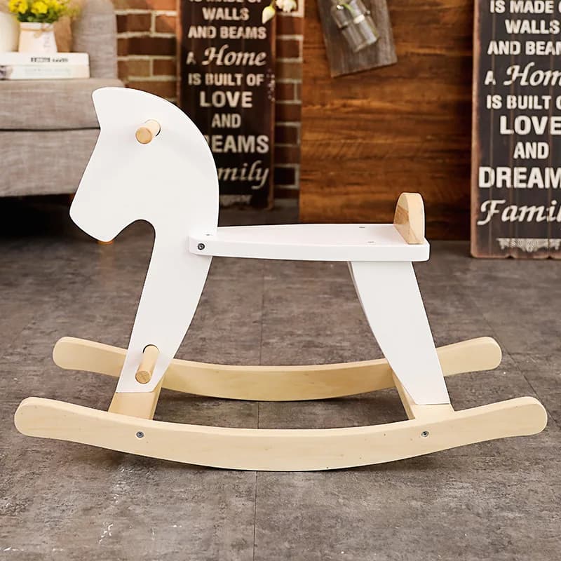 LazyChild Children's Rocking Horse Safety Rocking Horse Nordic Style Pure Wooden Horse for Baby Toy Birthday Gift - image 3