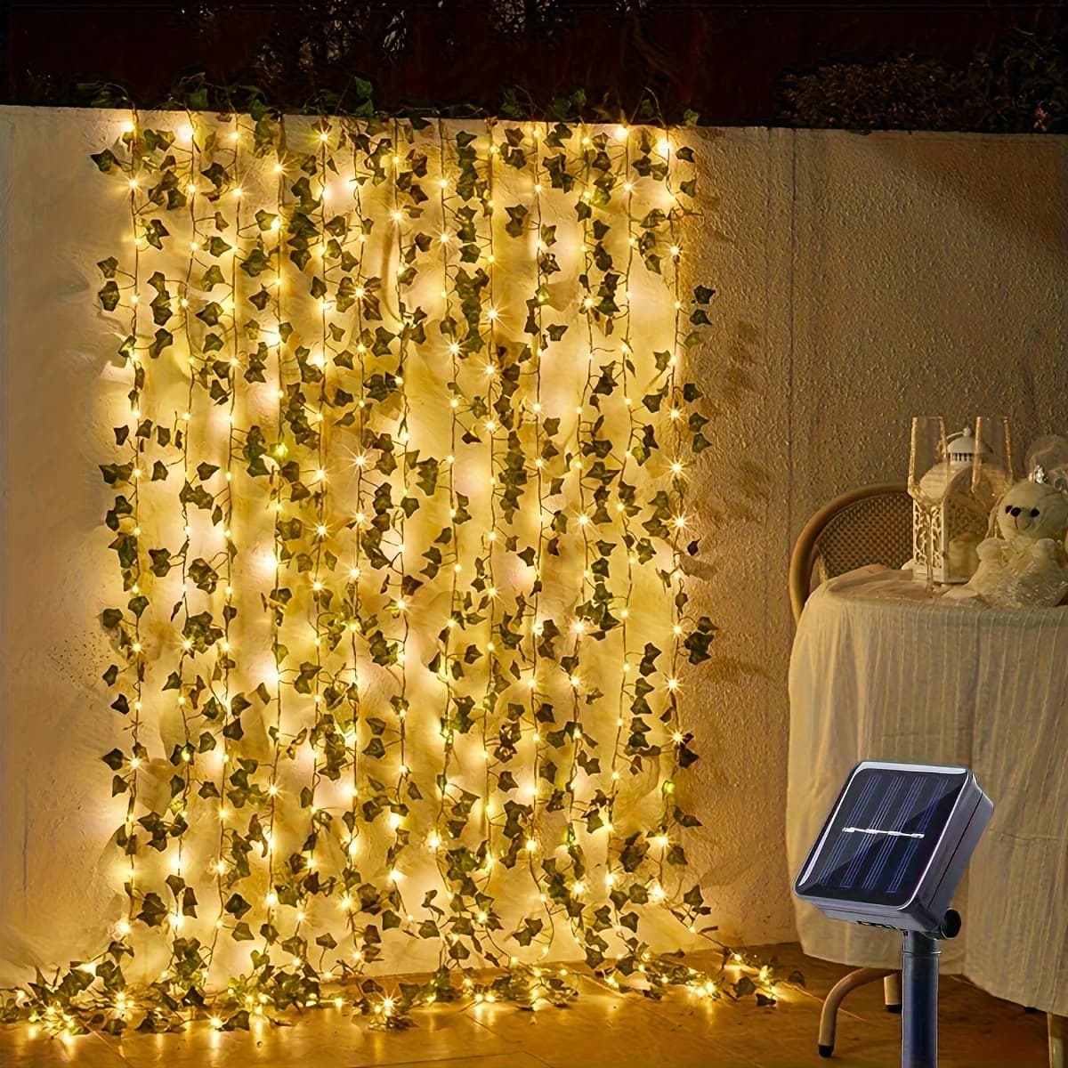 10m 100 LEDs Solar Vine String Light 8 Modes DIY Solar Ivy Fairy Lights String Light Wedding Party Garden Room Wall Decor Light - image 3