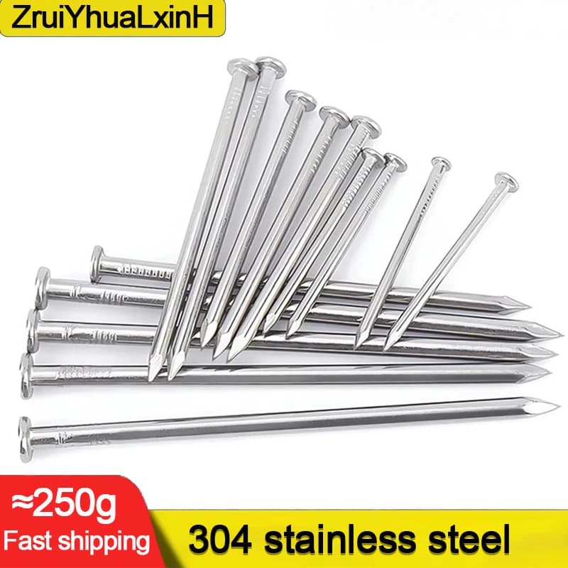 0.5-4.0 inch 304 stainless steel round nails - rust-resistant general-purpose nails for woodworking/hanging art/outdoor fencing