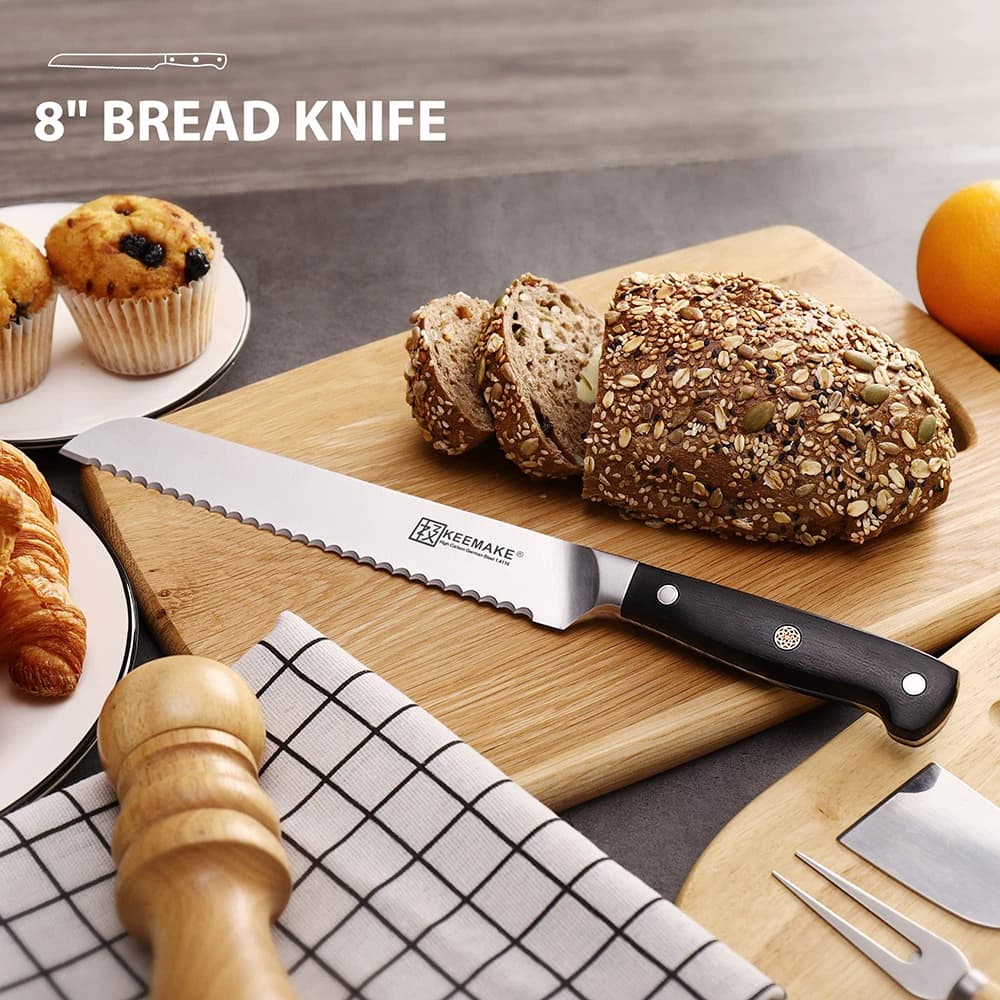 KEEMAKE 6PCS Knife Set German Stainless Steel Blade Cut Sharp Utility Chef's Santoku Bread Slicing Paring Fillet Kitchen Tools - image 6