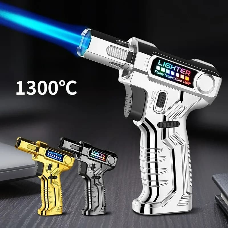 Metal High-temperature High Flame Welding Gun Lighter Windproof Direct Spray Flame Safety Lock Kitchen Cigar Outdoor Lighter - image 3