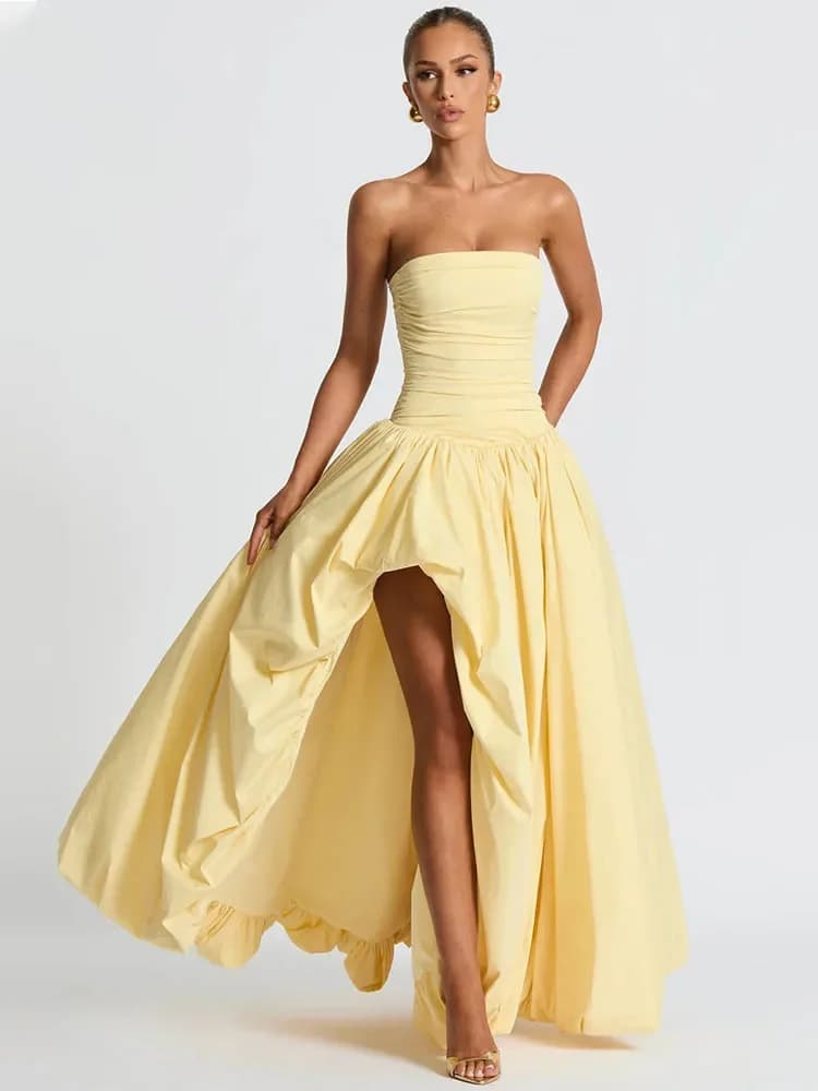 Off-shoulder Strapless Sexy Maxi Dress Women Gown Fashion Sleeveless Backless Thigh High Split Club Party Long Dresses - image 3