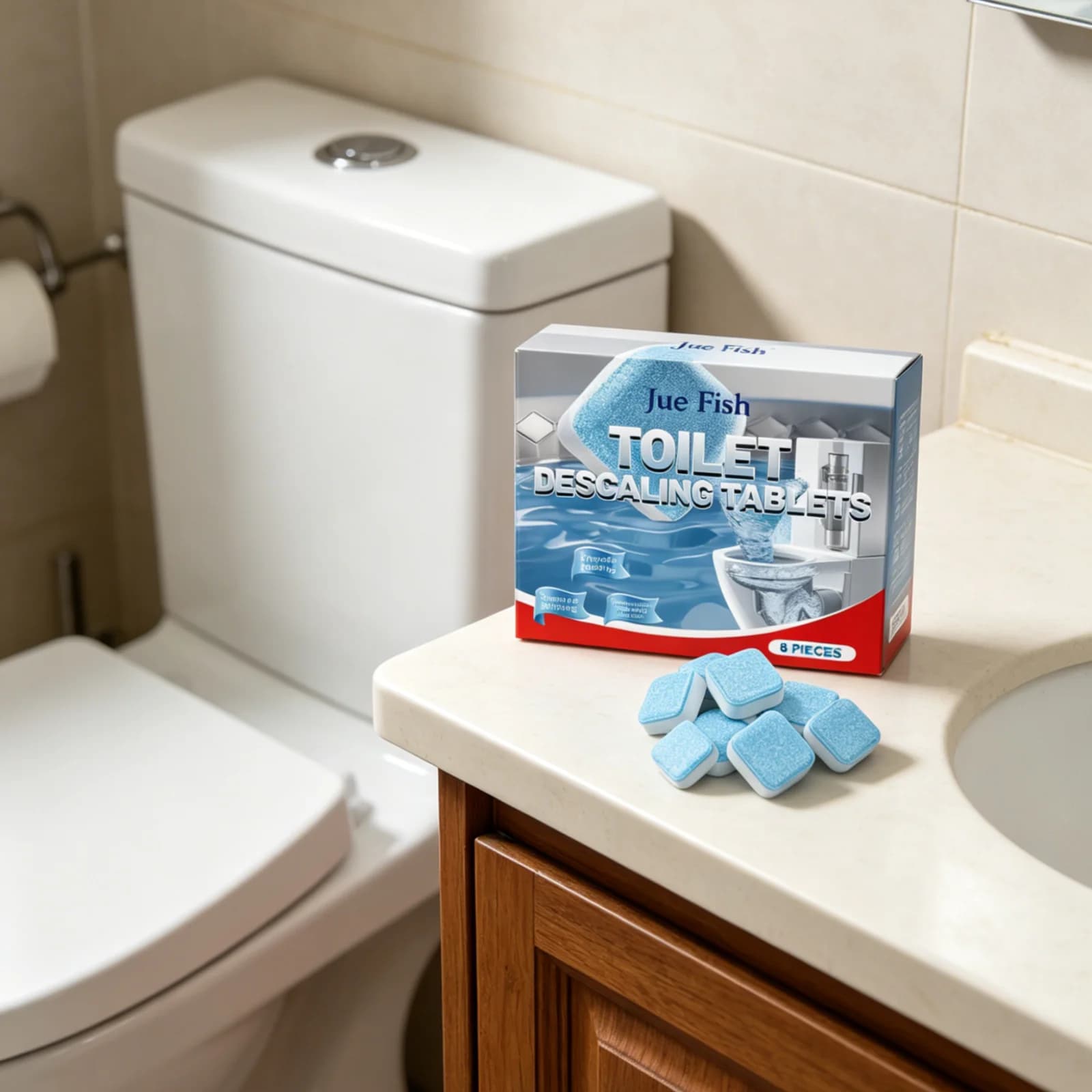 Jue Fish Toilet Descaling Tablets Powerful Cleaning Remove Stubborn Stain Long Lasting Freshness Toilet Cleaner Tablets 8 Pieces - image 5