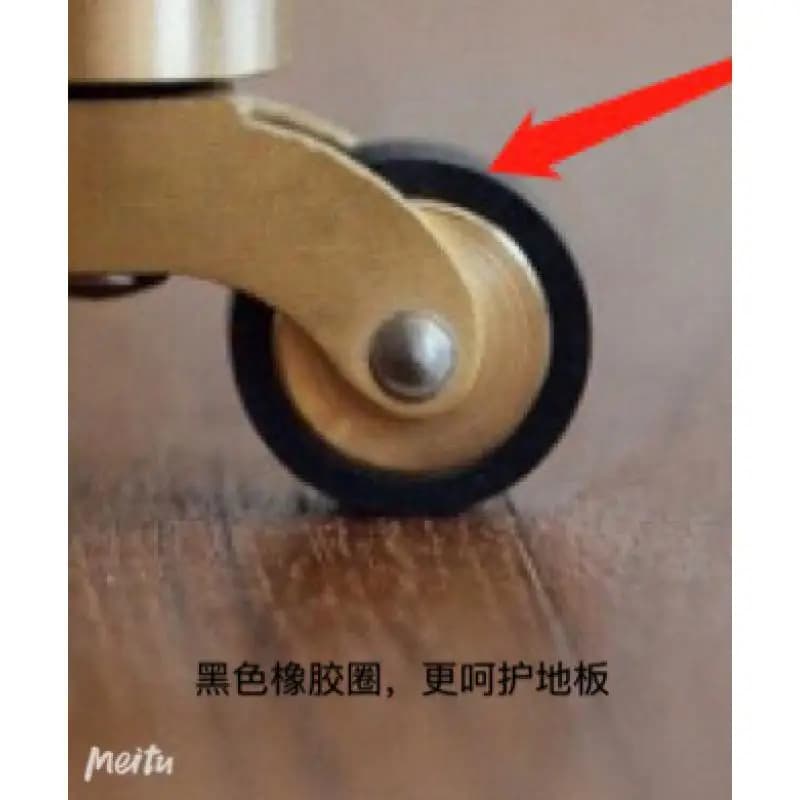 4PCS Solid Brass Swivel Casters - Round Cup Mount Rubber Wheel with Floor Protection for Furniture/Dining Carts - image 3