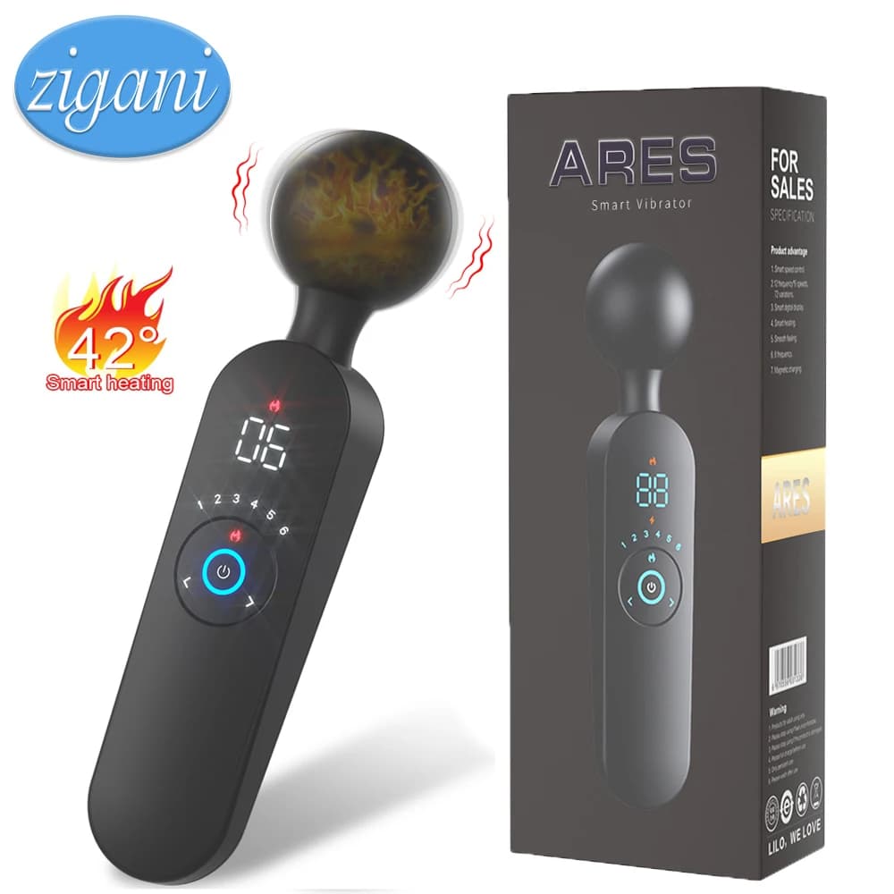 AV Magic Wand Digital Display Heated Powerful Vibrator Women's Nipple Clitoral Stimulator Massager Female Masturbation Sex Toy