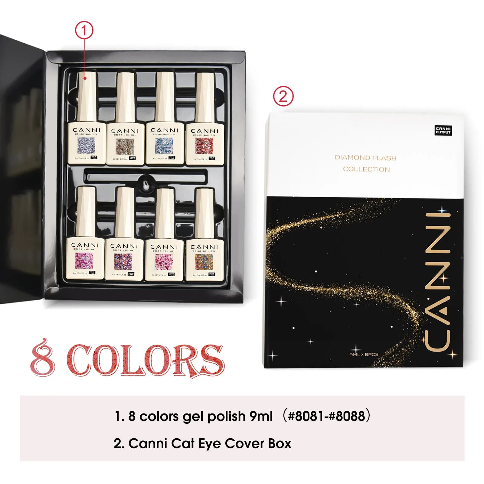 HEMA FREE CANNI Nail Gel Polish VIP Kit 9ml Galaxy Sparkle Glitter Nail Gel Kit Soak Off UV LED Gel Varnish Pigmented Paint Set - image 5