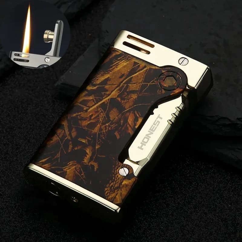 HONEST Metal Creative Side Press Ignition Windproof Kero Sene Lighter Personalized Pattern Fashion Smoking Accessories Gifts