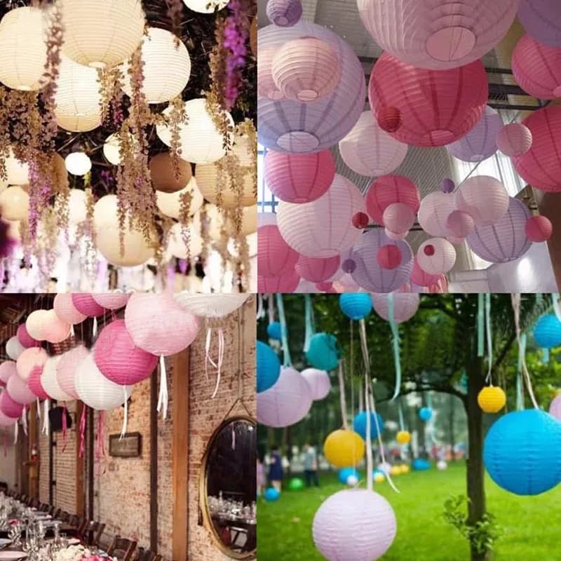 10 pcs Chinese Round Paper Lanterns for Wedding Party, Home Hanging Decoration, Lamps, Paper Balls - image 3