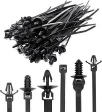 60pcs Zip Ties Assorted Sizes, 6 Popular Size Push Mount Cable Ties Universal Ny