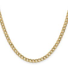 10K Solid Yellow Gold 3-5mm Curb Link Chain Necklace