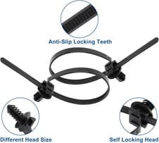 60pcs Zip Ties Assorted Sizes, 6 Popular Size Push Mount Cable Ties Universal Ny - image 6