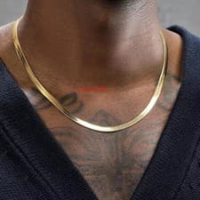 10K Solid Yellow Gold 5.5mm Flat Snake Chain Necklace 20"- - image 2