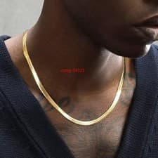 10K Solid Yellow Gold 5.5mm Flat Snake Chain Necklace 20"-