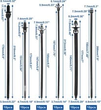 60pcs Zip Ties Assorted Sizes, 6 Popular Size Push Mount Cable Ties Universal Ny - image 2