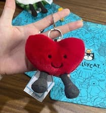 Jellycat Amuseables Heart Bag Charm Plush Keychain Red Cute NWT Gift